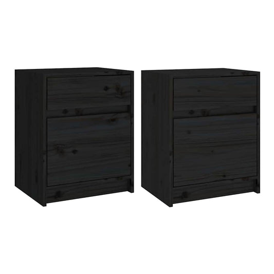 Bedside Cabinets 40x31x50 cm Solid Wood Pine Black