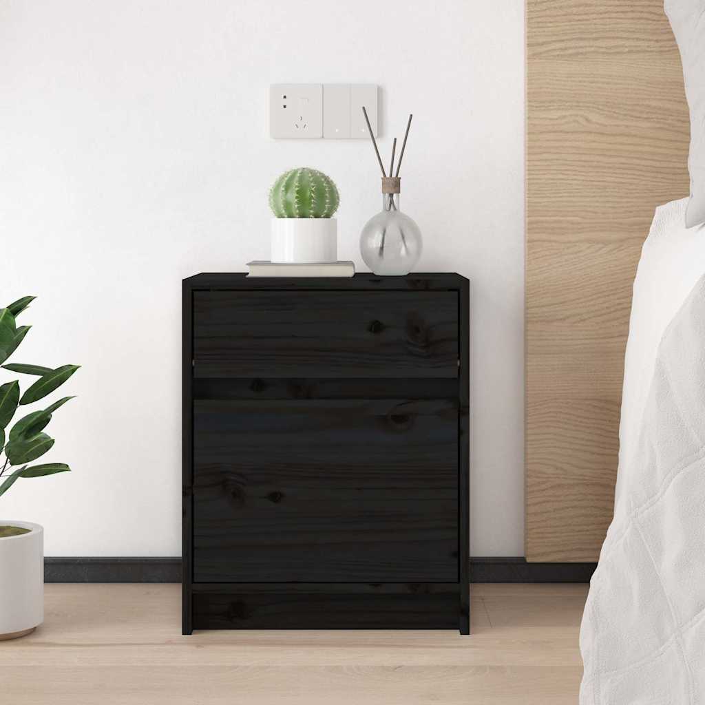 vidaXL Bedside Cabinet | Set of 2 | Black | Solid pinewood | Medium 3