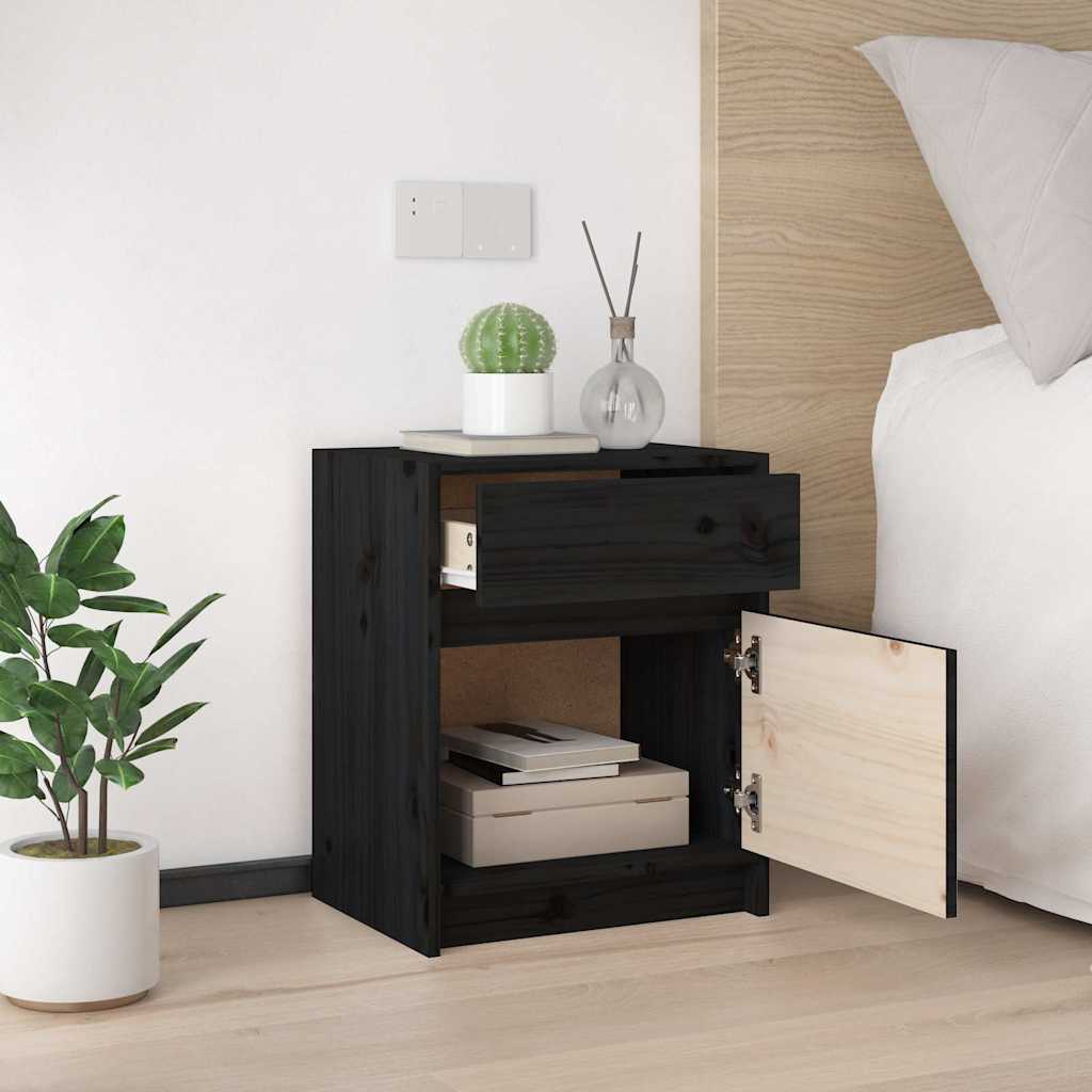 vidaXL Bedside Cabinet | Set of 2 | Black | Solid pinewood | Medium 4