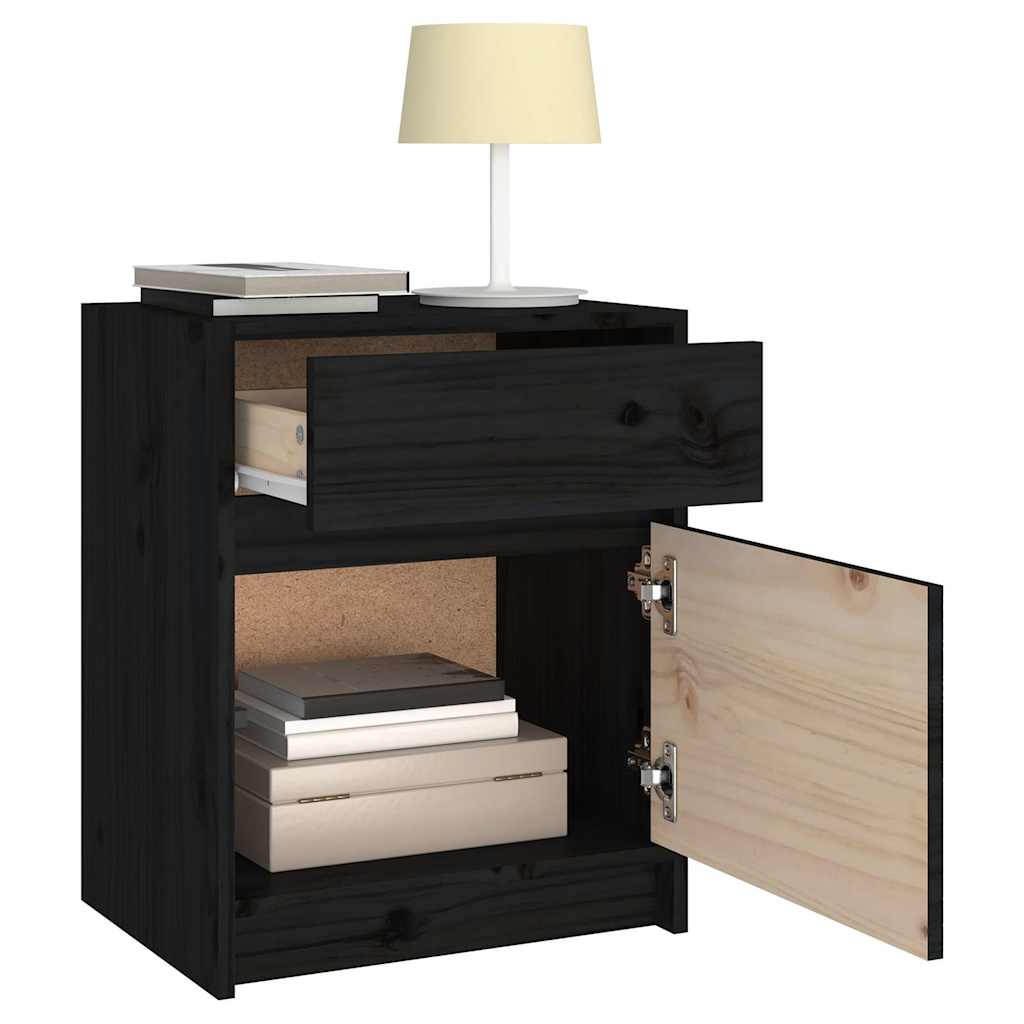 vidaXL Bedside Cabinet | Set of 2 | Black | Solid pinewood | Medium 5