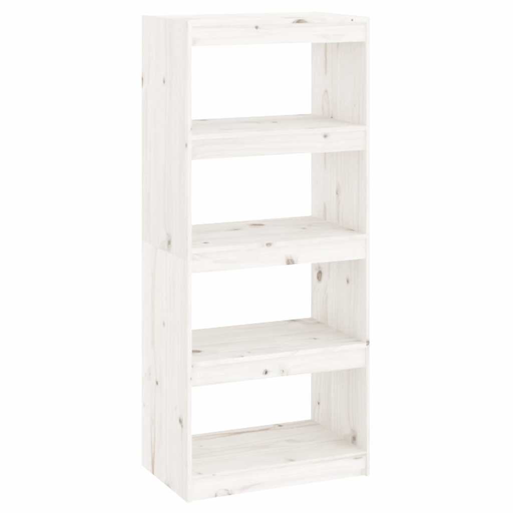 vidaXL Book Cabinet/Room Divider White 60x30x135.5 cm Solid Wood Pine 2