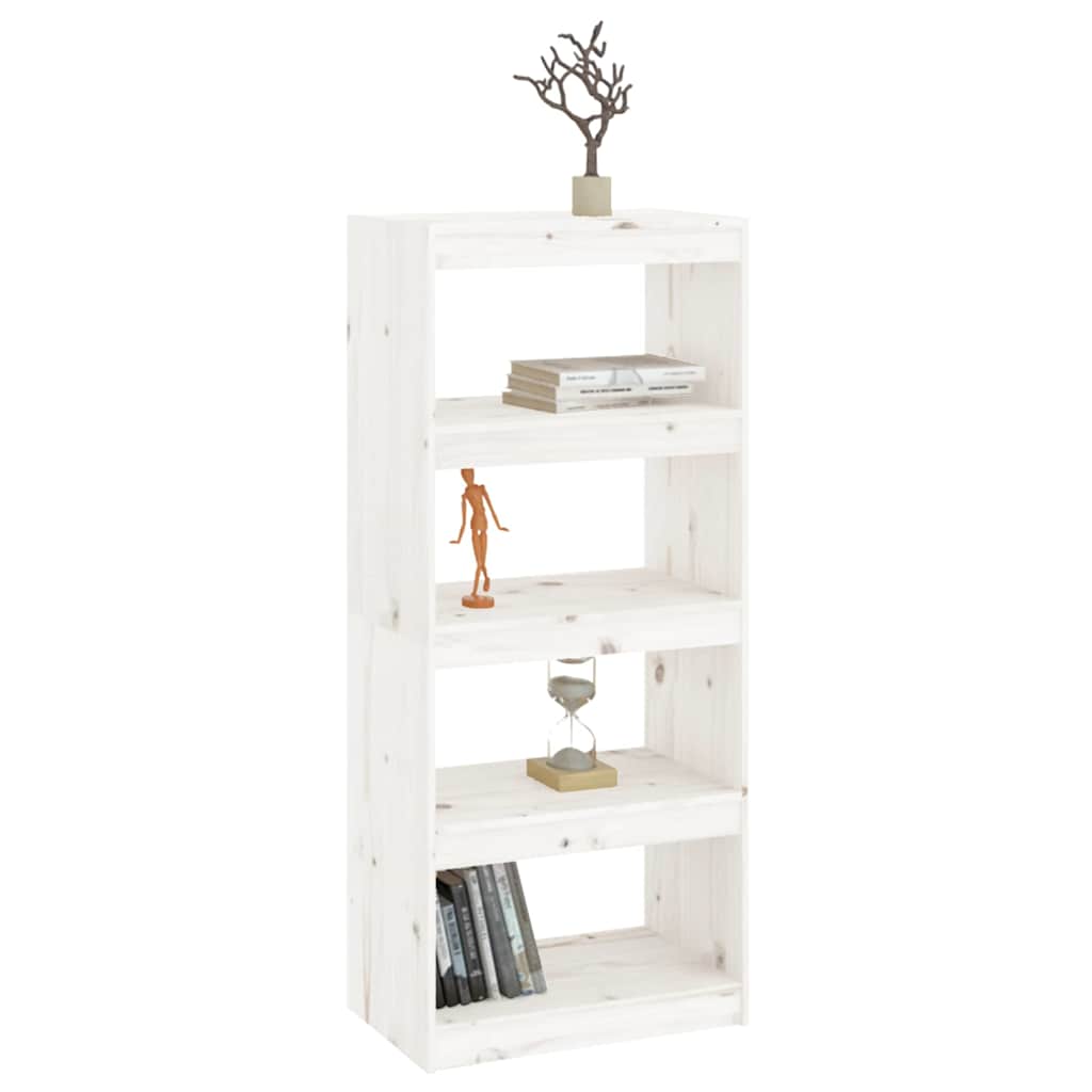 vidaXL Book Cabinet/Room Divider White 60x30x135.5 cm Solid Wood Pine 4