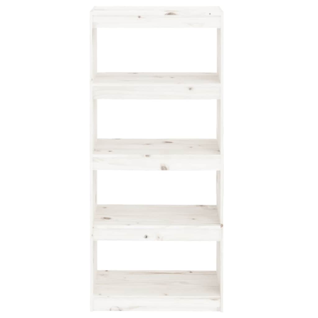 vidaXL Book Cabinet/Room Divider White 60x30x135.5 cm Solid Wood Pine 5