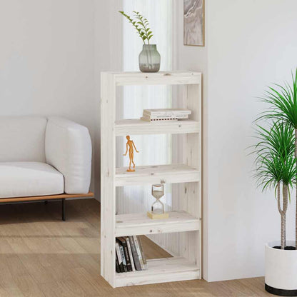 vidaXL Book Cabinet/Room Divider White 60x30x135.5 cm Solid Wood Pine 1