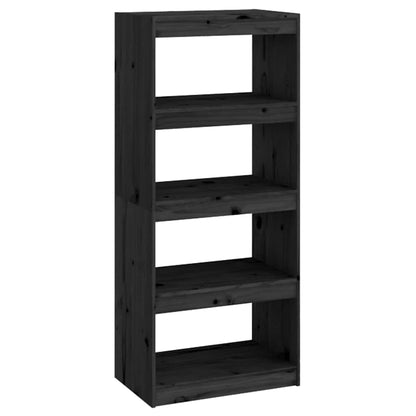 vidaXL Book Cabinet/Room Divider Black 60x30x135.5 cm Solid Wood Pine 2