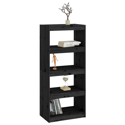 vidaXL Book Cabinet/Room Divider Black 60x30x135.5 cm Solid Wood Pine 4