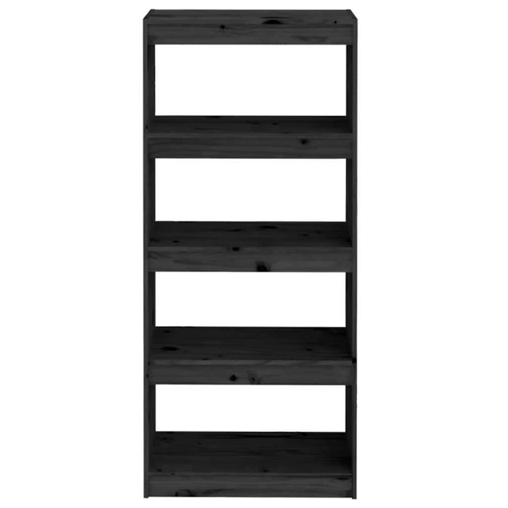 vidaXL Book Cabinet/Room Divider Black 60x30x135.5 cm Solid Wood Pine 5