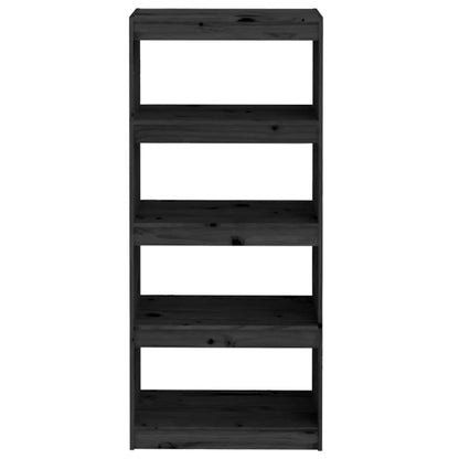 vidaXL Book Cabinet/Room Divider Black 60x30x135.5 cm Solid Wood Pine 5