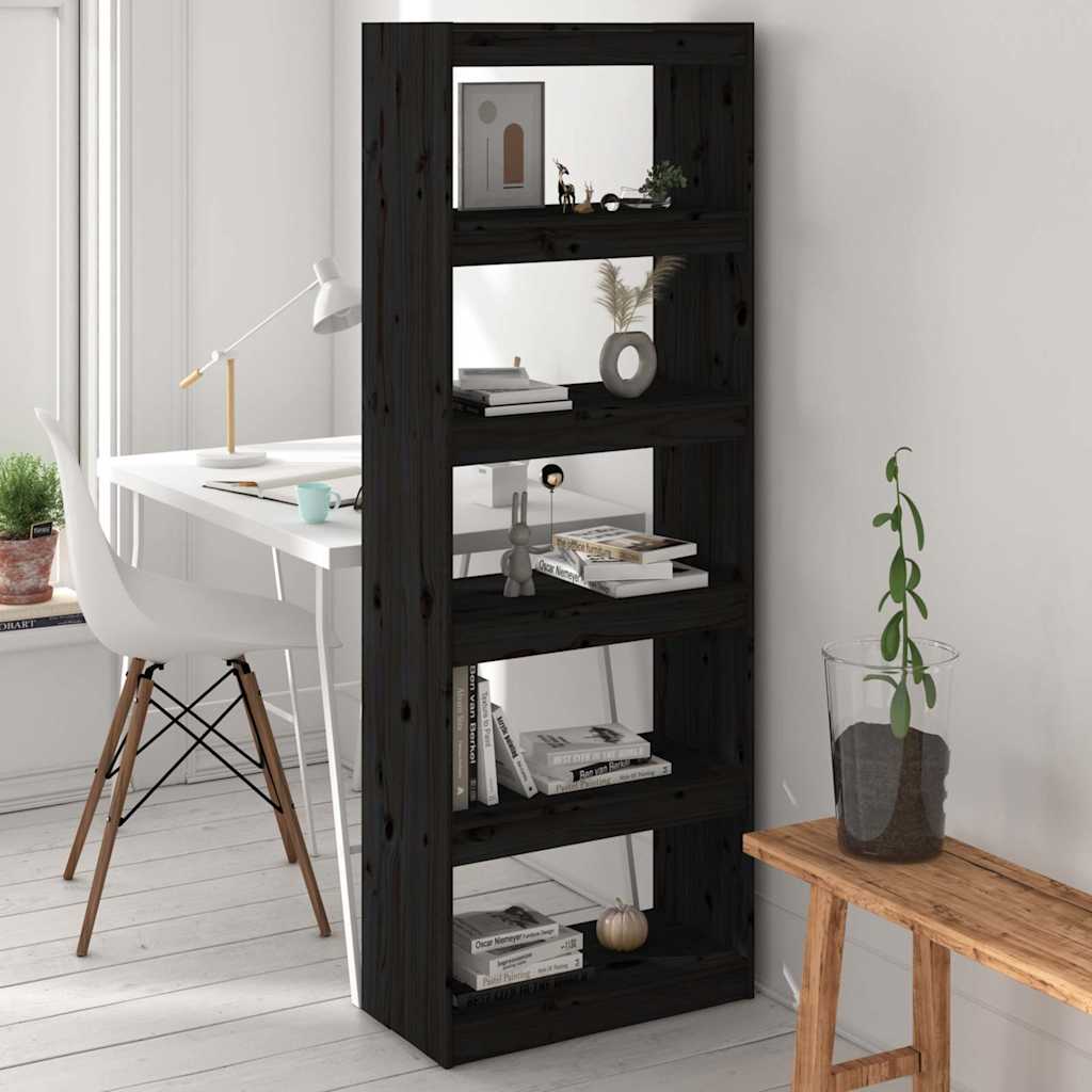 vidaXL Book Cabinet | Black | Solid pinewood | Tall | Modern | Bookshelves 1