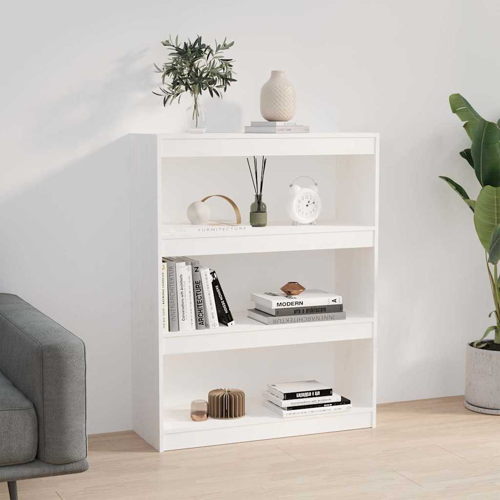 vidaXL Book Cabinet/Room Divider White 80x30x103,5 cm Solid Wood Pine 3