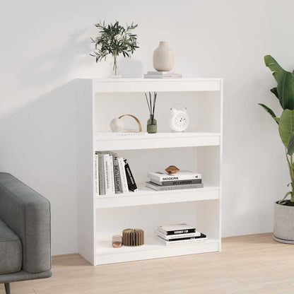 vidaXL Book Cabinet/Room Divider White 80x30x103,5 cm Solid Wood Pine 3