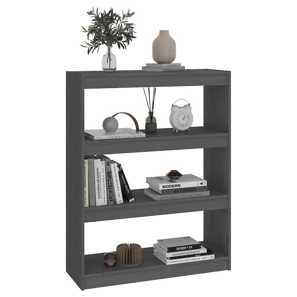 vidaXL Book Cabinet/Room Divider Grey 80x30x103,5 cm Solid Wood Pine 6