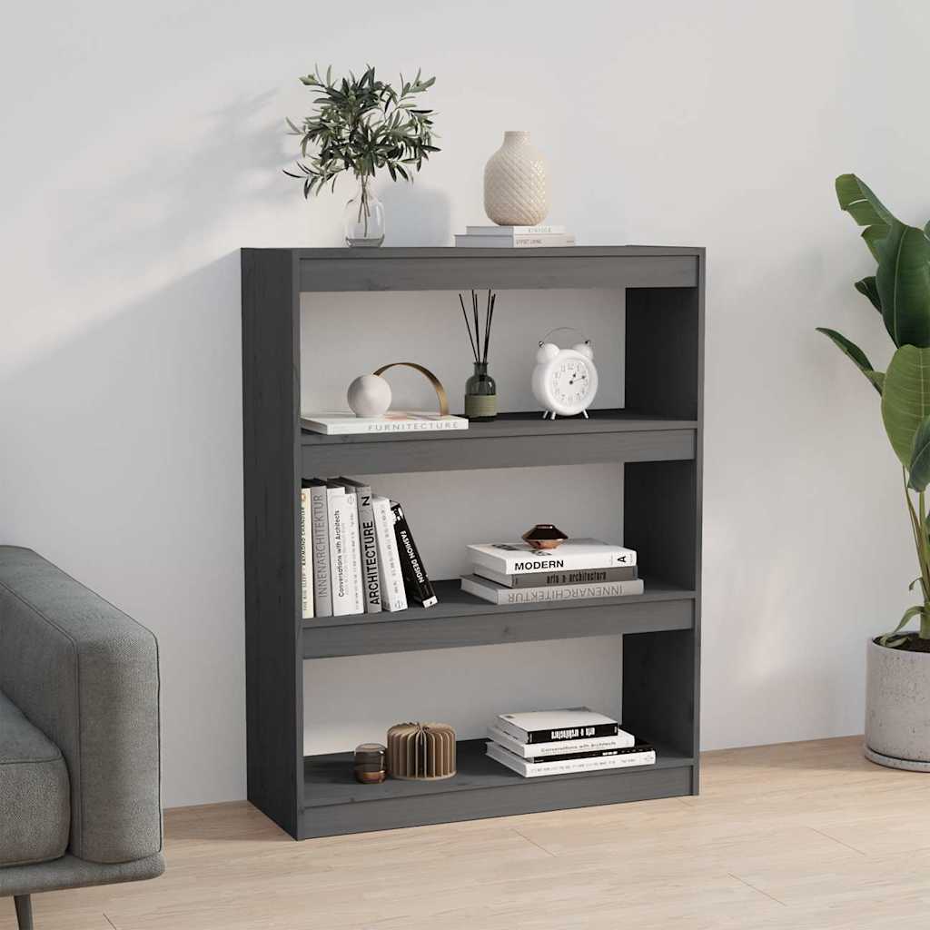 vidaXL Book Cabinet/Room Divider Grey 80x30x103,5 cm Solid Wood Pine 3