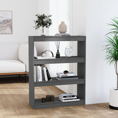 vidaXL Book Cabinet/Room Divider Grey 80x30x103,5 cm Solid Wood Pine 1