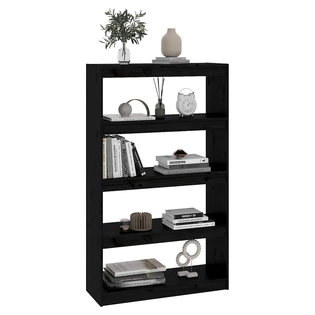 vidaXL Book Cabinet/Room Divider Black 80x30x135,5 cm Solid Wood Pine 6