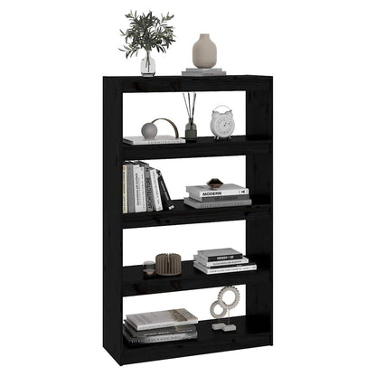 vidaXL Book Cabinet/Room Divider Black 80x30x135,5 cm Solid Wood Pine 6