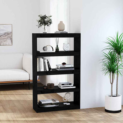 vidaXL Book Cabinet/Room Divider Black 80x30x135,5 cm Solid Wood Pine 1