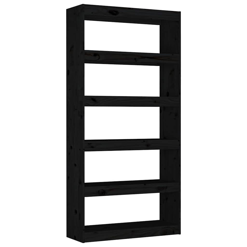 vidaXL Book Cabinet/Room Divider Black 80x30x167,4 cm Solid Wood Pine 2