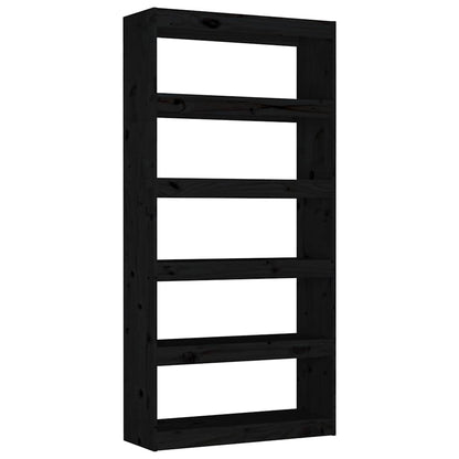 vidaXL Book Cabinet/Room Divider Black 80x30x167,4 cm Solid Wood Pine 2