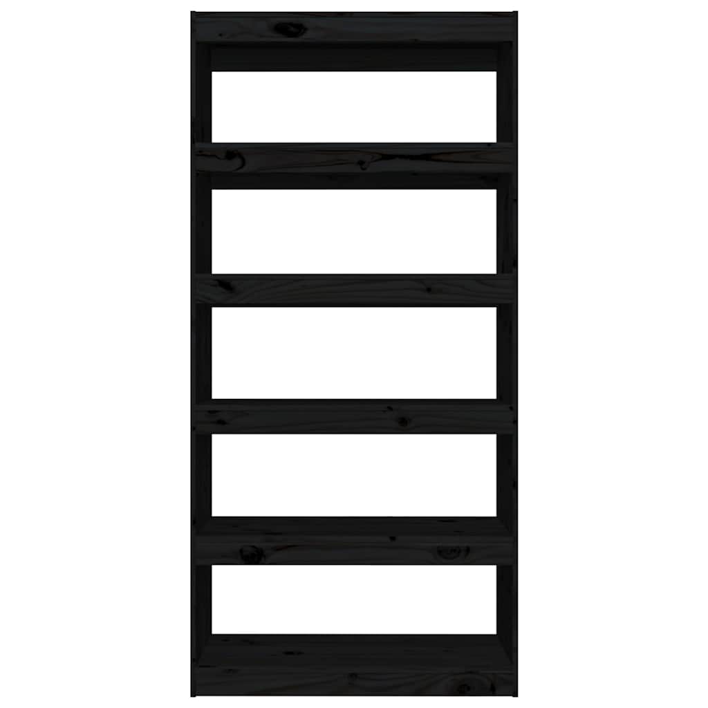 vidaXL Book Cabinet/Room Divider Black 80x30x167,4 cm Solid Wood Pine 4