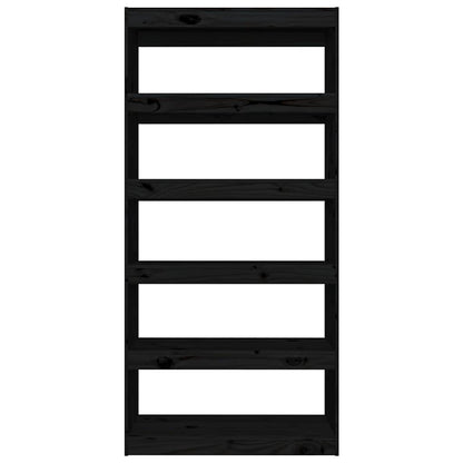 vidaXL Book Cabinet/Room Divider Black 80x30x167,4 cm Solid Wood Pine 4