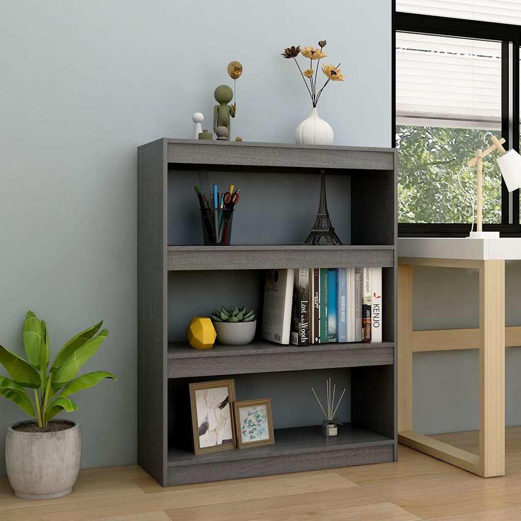 vidaXL Book Cabinet | Grey | Solid Pinewood | 100 x 30 x 103 cm | Book Cabinet 1