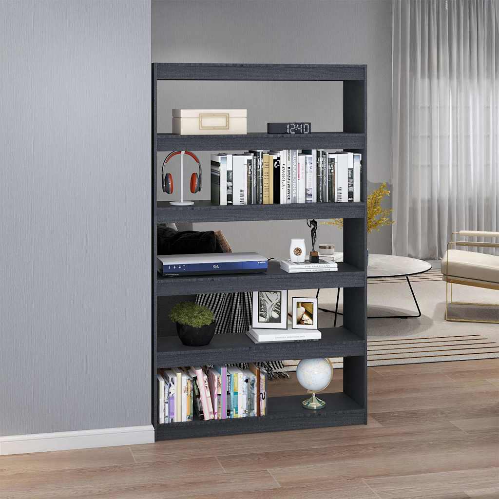 vidaXL Book Cabinet | Grey | Solid Pinewood | 100 x 30 x 167.5 cm | Book Cabinet 3