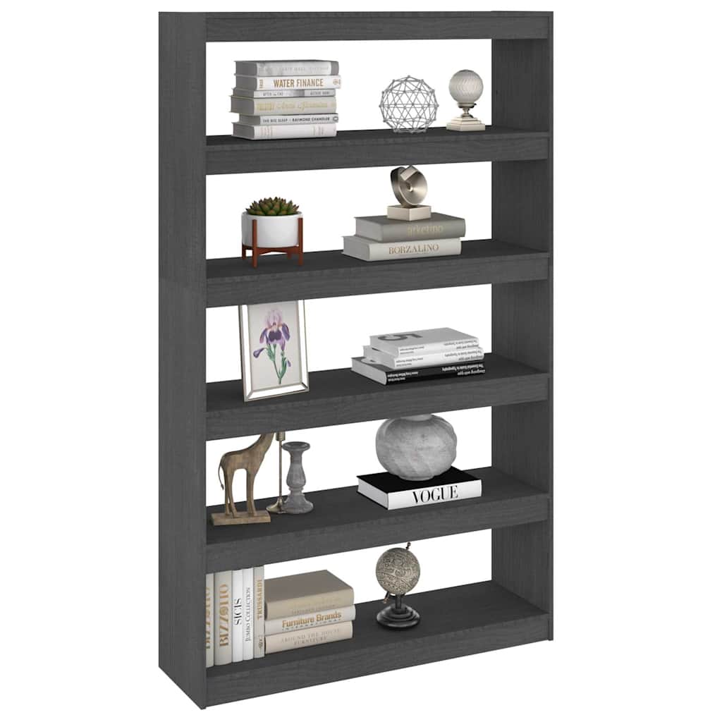 vidaXL Book Cabinet | Grey | Solid Pinewood | 100 x 30 x 167.5 cm | Book Cabinet 4