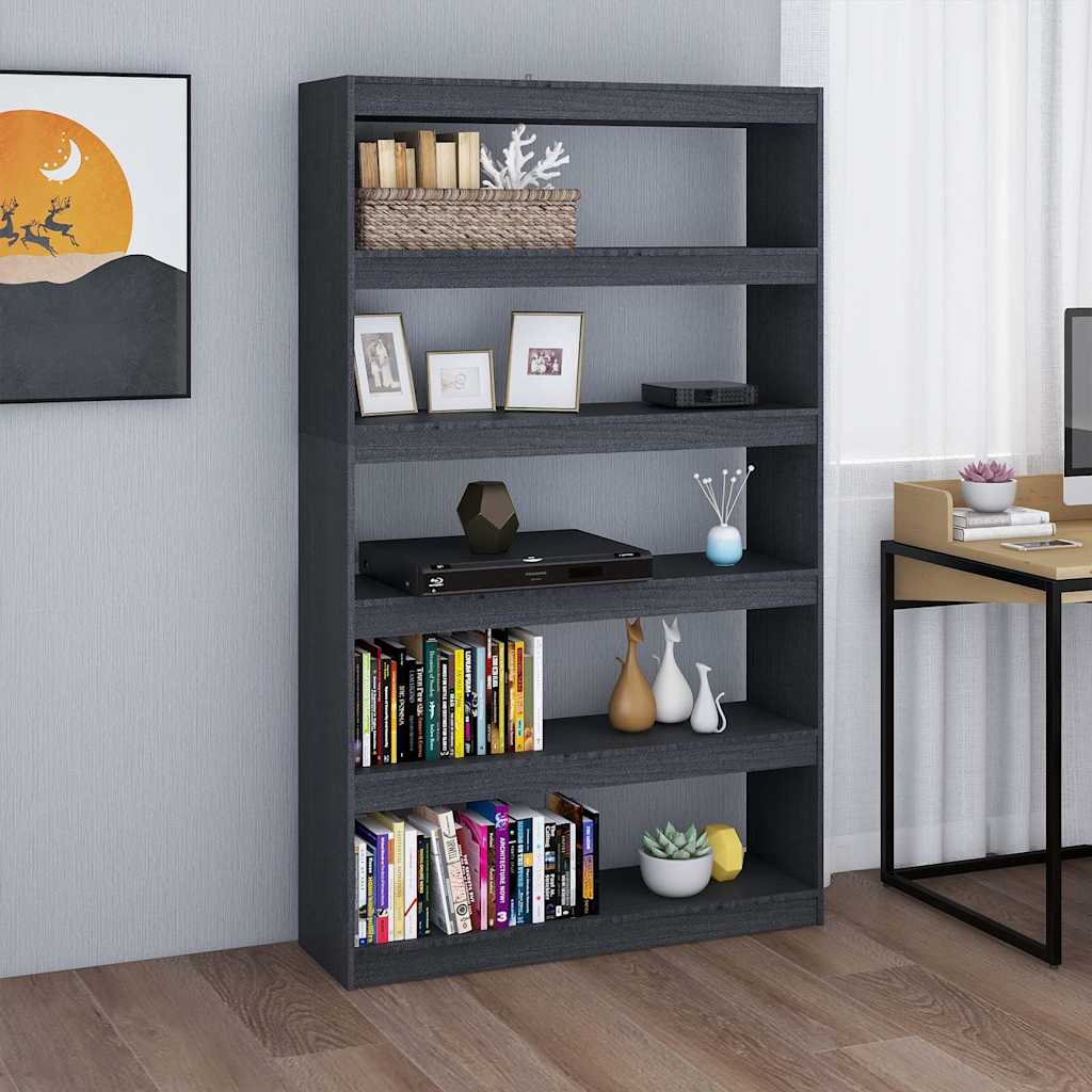 vidaXL Book Cabinet | Grey | Solid Pinewood | 100 x 30 x 167.5 cm | Book Cabinet 1