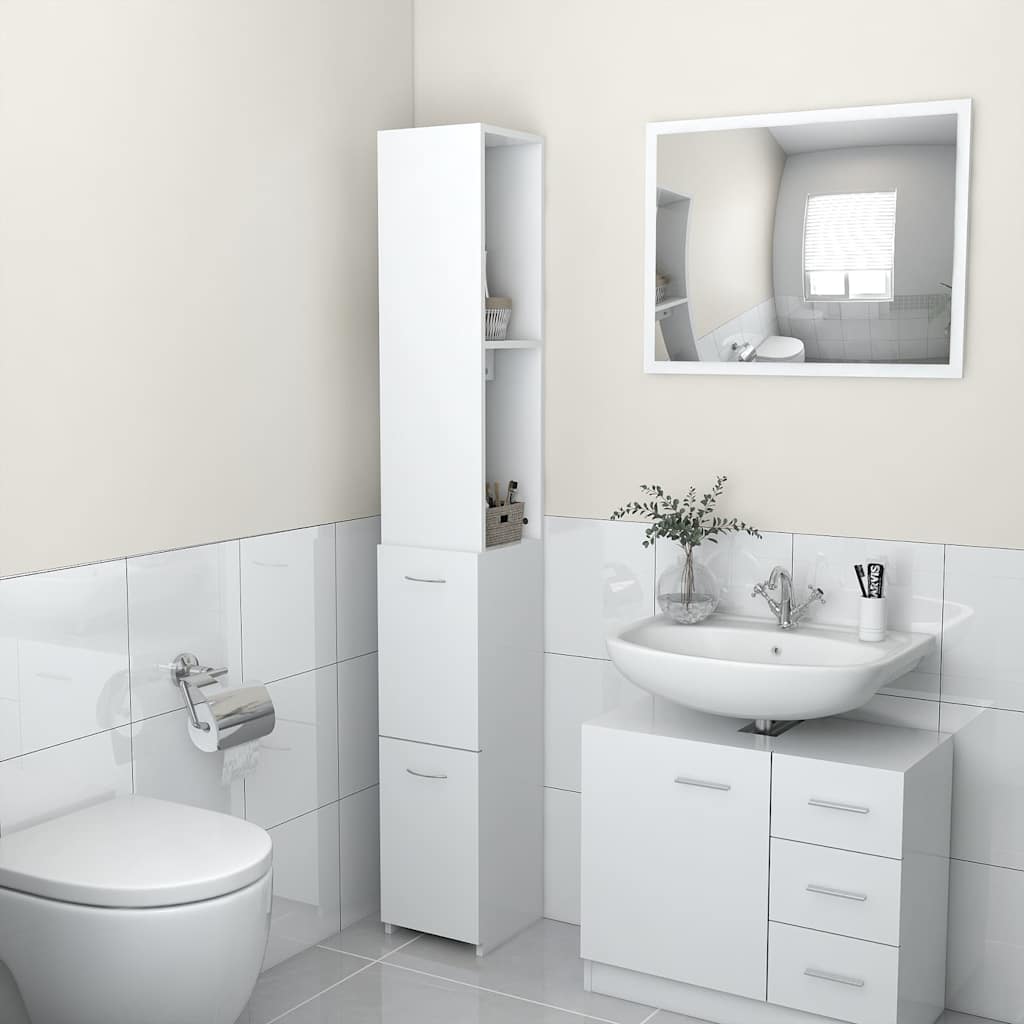 vidaXL Bathroom Cabinet White 25x26,5x170 cm Engineered Wood 1