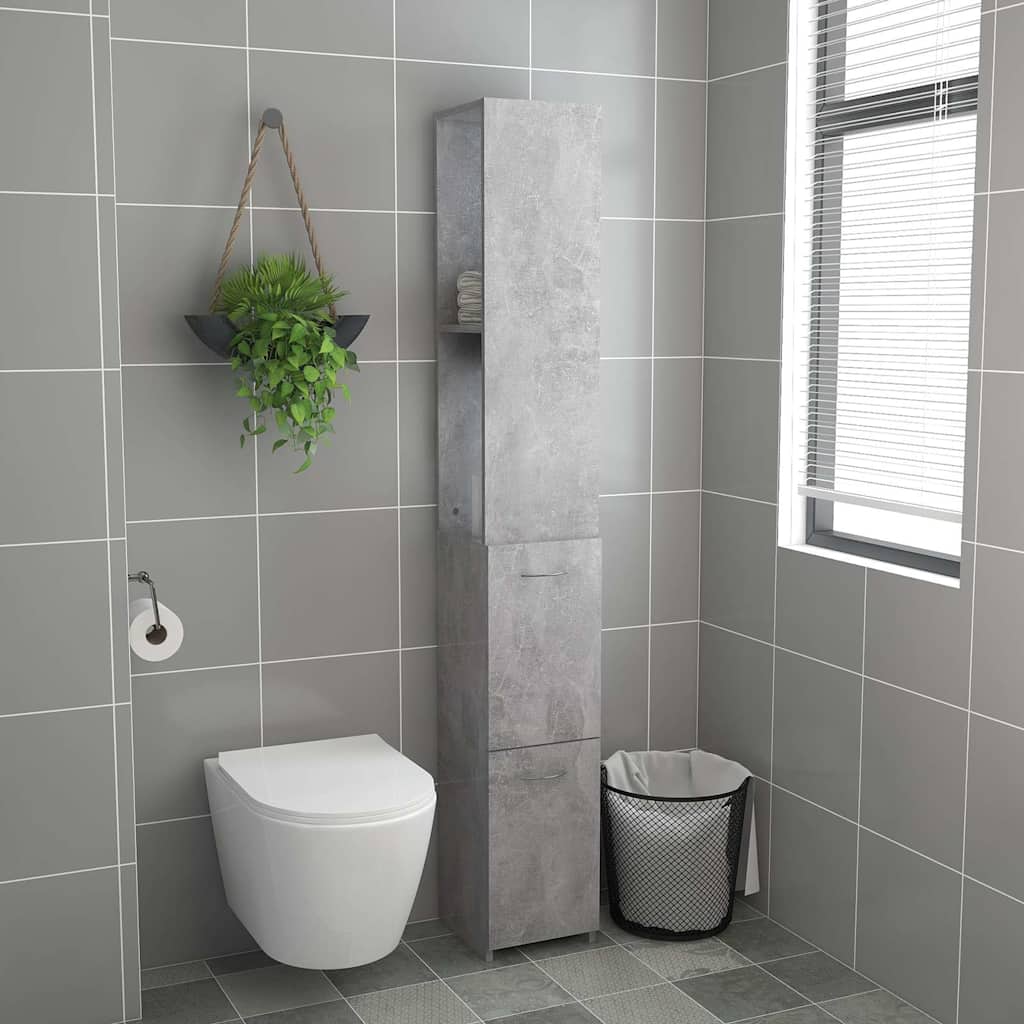 vidaXL Bathroom Cabinet | Concrete grey | Engineered wood | Tall and slim design 3