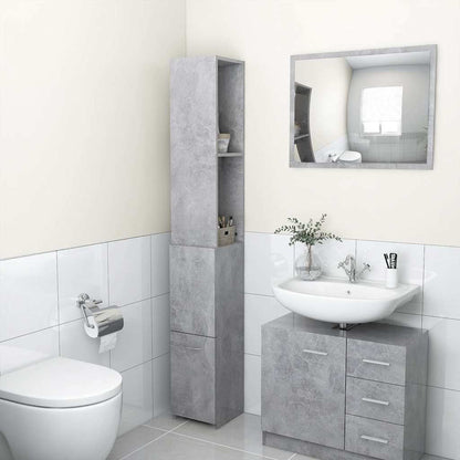 vidaXL Bathroom Cabinet | Concrete grey | Engineered wood | Tall and slim design 1