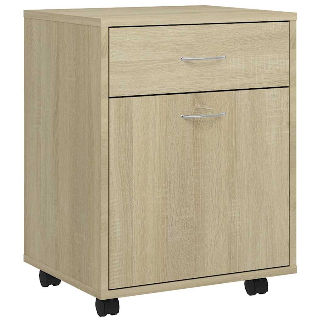 vidaXL Rolling Cabinet Sonoma Oak 45x38x54 cm Engineered Wood 2