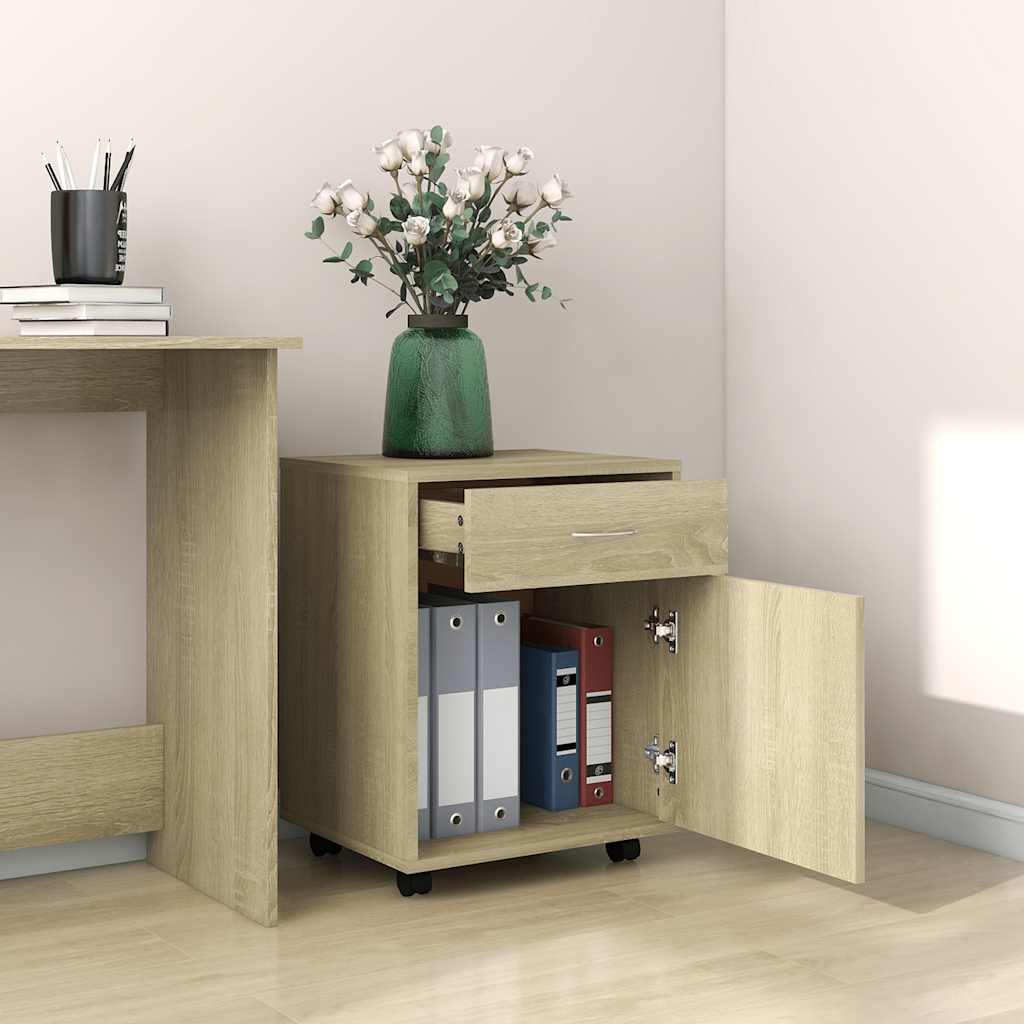 vidaXL Rolling Cabinet Sonoma Oak 45x38x54 cm Engineered Wood 3