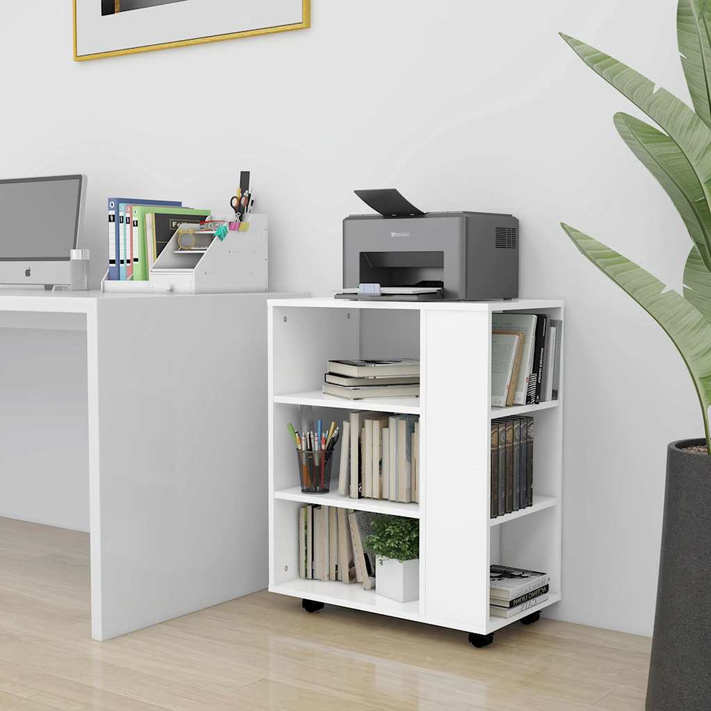 Rolling Cabinet 60x35x75 cm Engineered Wood White