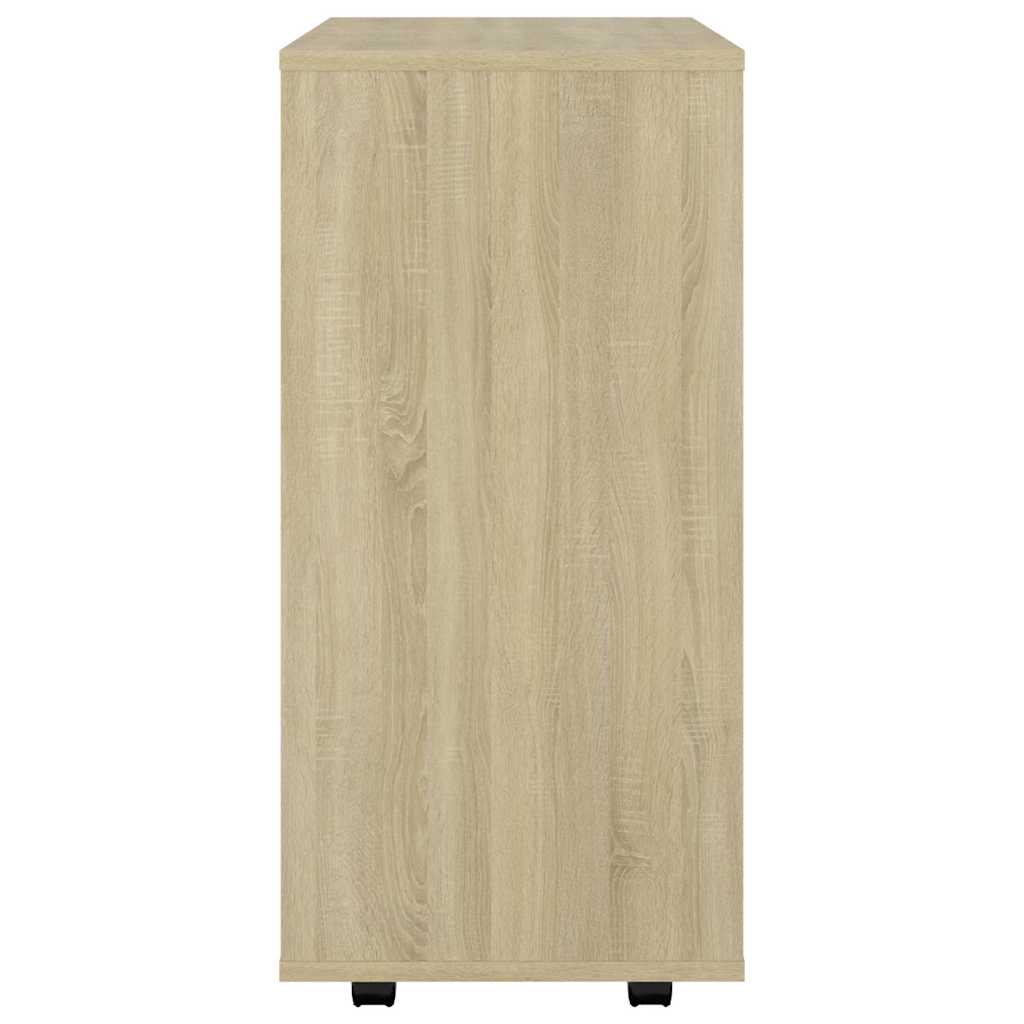 vidaXL Rolling Cabinet Sonoma Oak 60x35x75 cm Engineered Wood 6