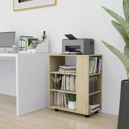 vidaXL Rolling Cabinet Sonoma Oak 60x35x75 cm Engineered Wood 1