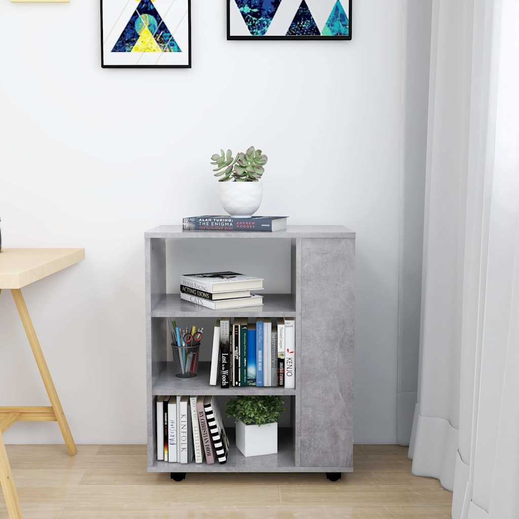 vidaXL Storage Cabinet | Concrete grey | Engineered wood | Rollable 3