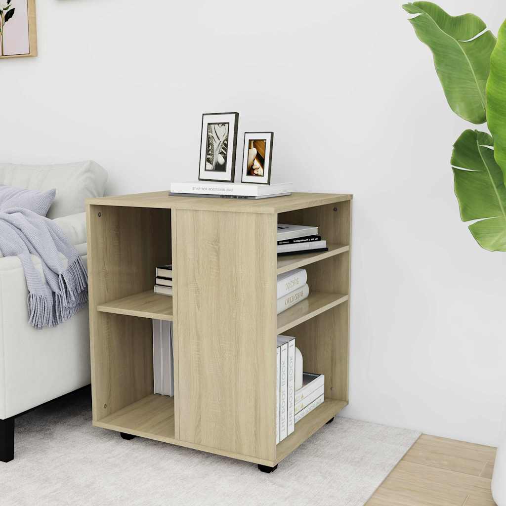 vidaXL Rolling Cabinet Sonoma Oak 60x53x72 cm Engineered Wood 1