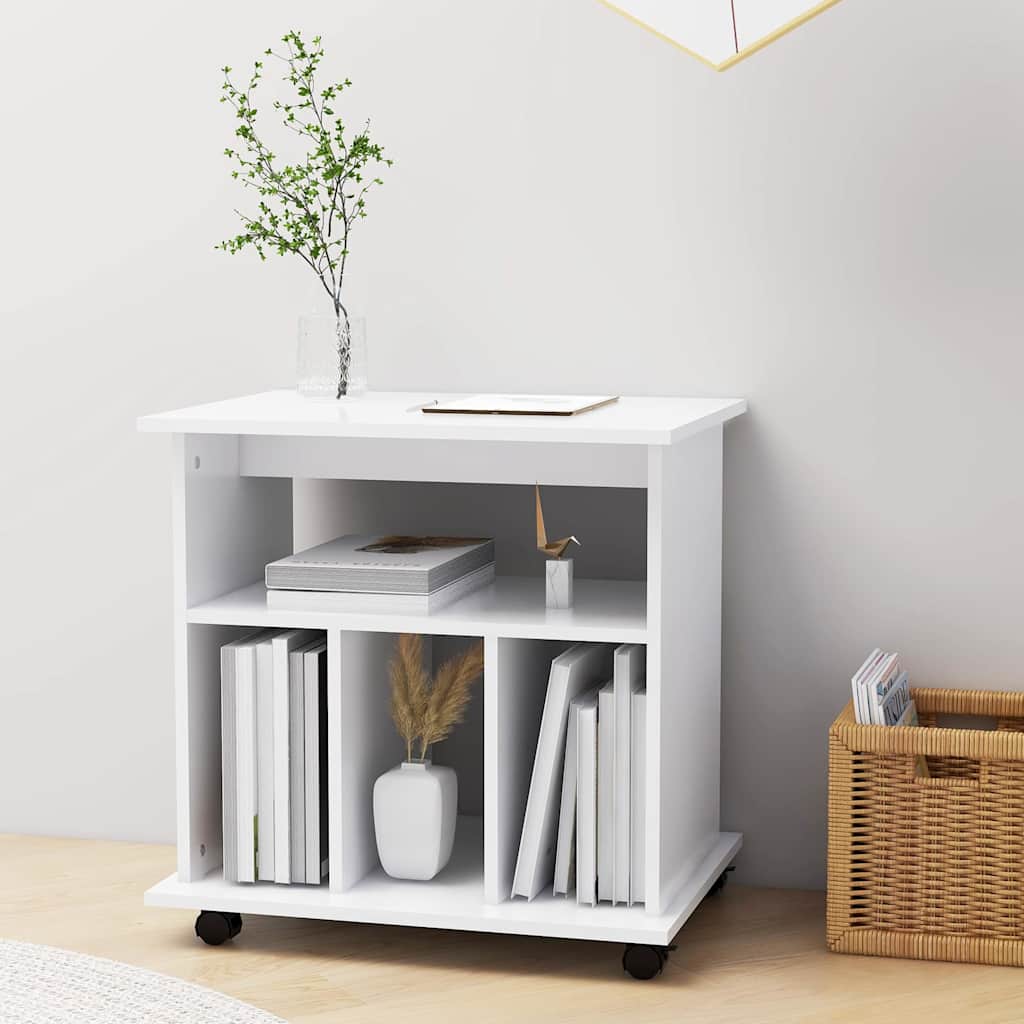 vidaXL Rolling Cabinet White 60x45x60 cm Engineered Wood 3