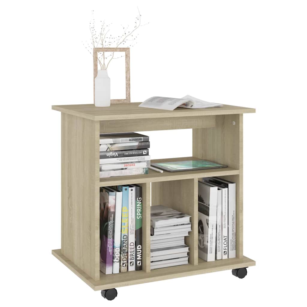 vidaXL Rolling Cabinet Sonoma Oak 60x45x60 cm Engineered Wood 6