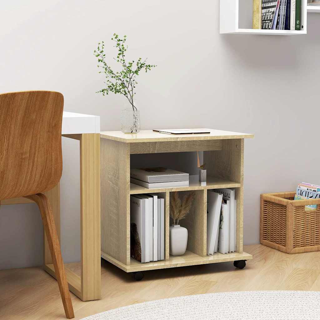 vidaXL Rolling Cabinet Sonoma Oak 60x45x60 cm Engineered Wood 1