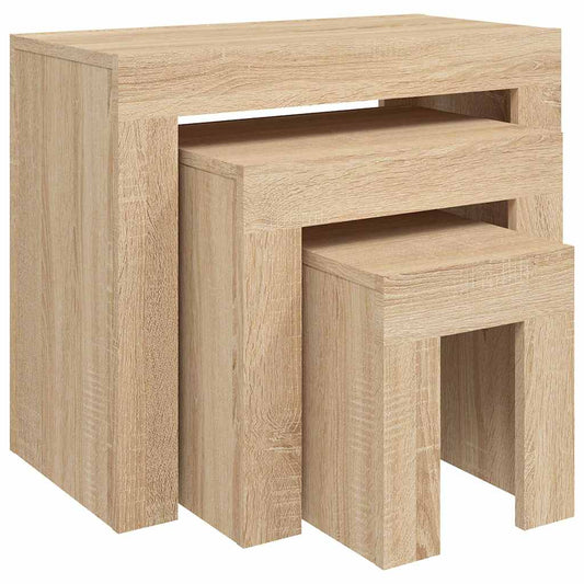 808543 vidaXL Nesting Coffee Tables 3 pcs Sonoma Oak Engineered Wood 2