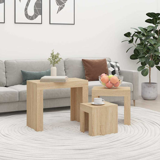 808543 vidaXL Nesting Coffee Tables 3 pcs Sonoma Oak Engineered Wood 1