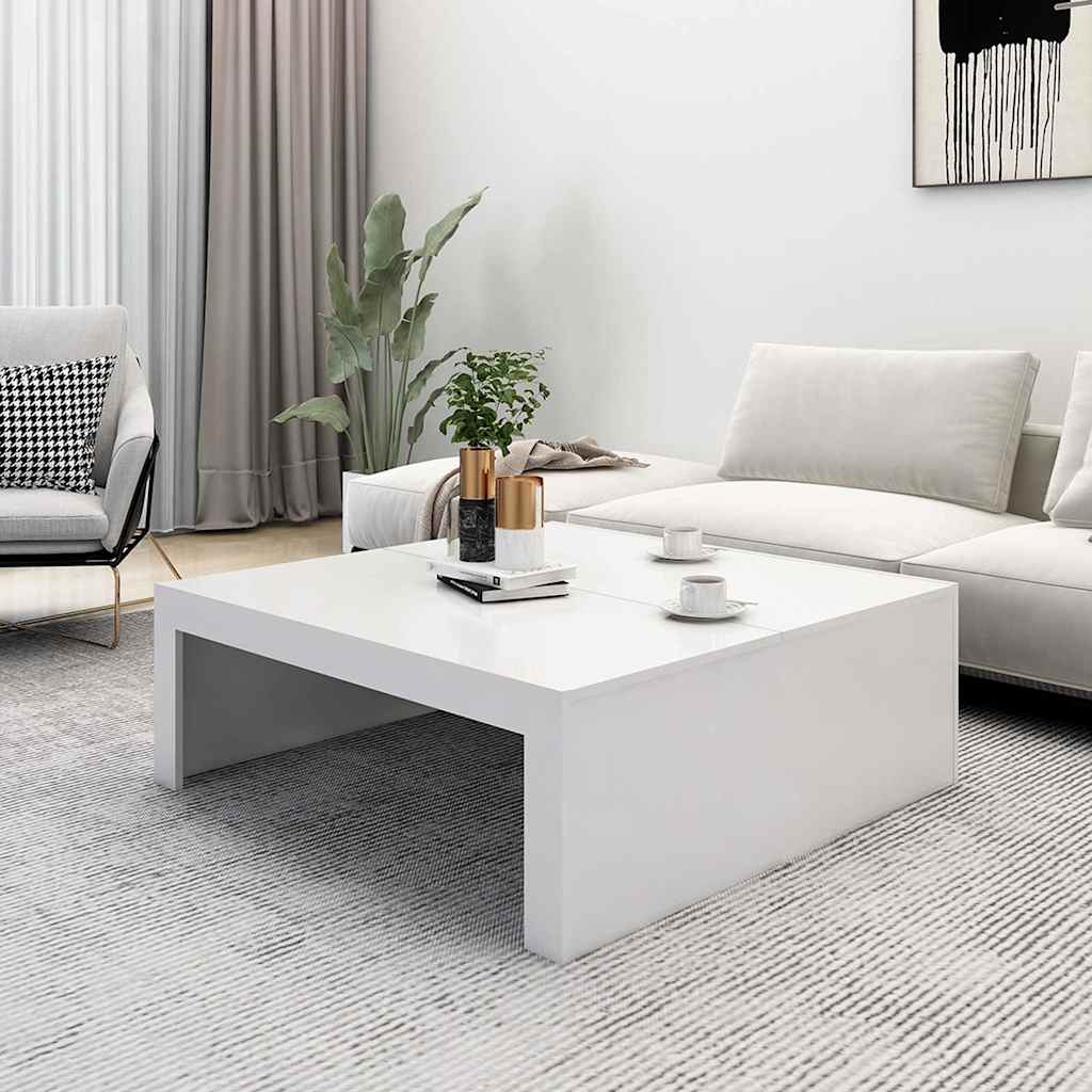 vidaXL Coffee Table | White | Engineered wood | 100 x 100 cm | Modern 3