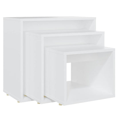 vidaXL Nesting Table | Set of 3 | White | Engineered wood | Small | Stackable 2