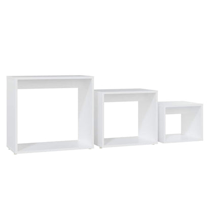 vidaXL Nesting Table | Set of 3 | White | Engineered wood | Small | Stackable 5