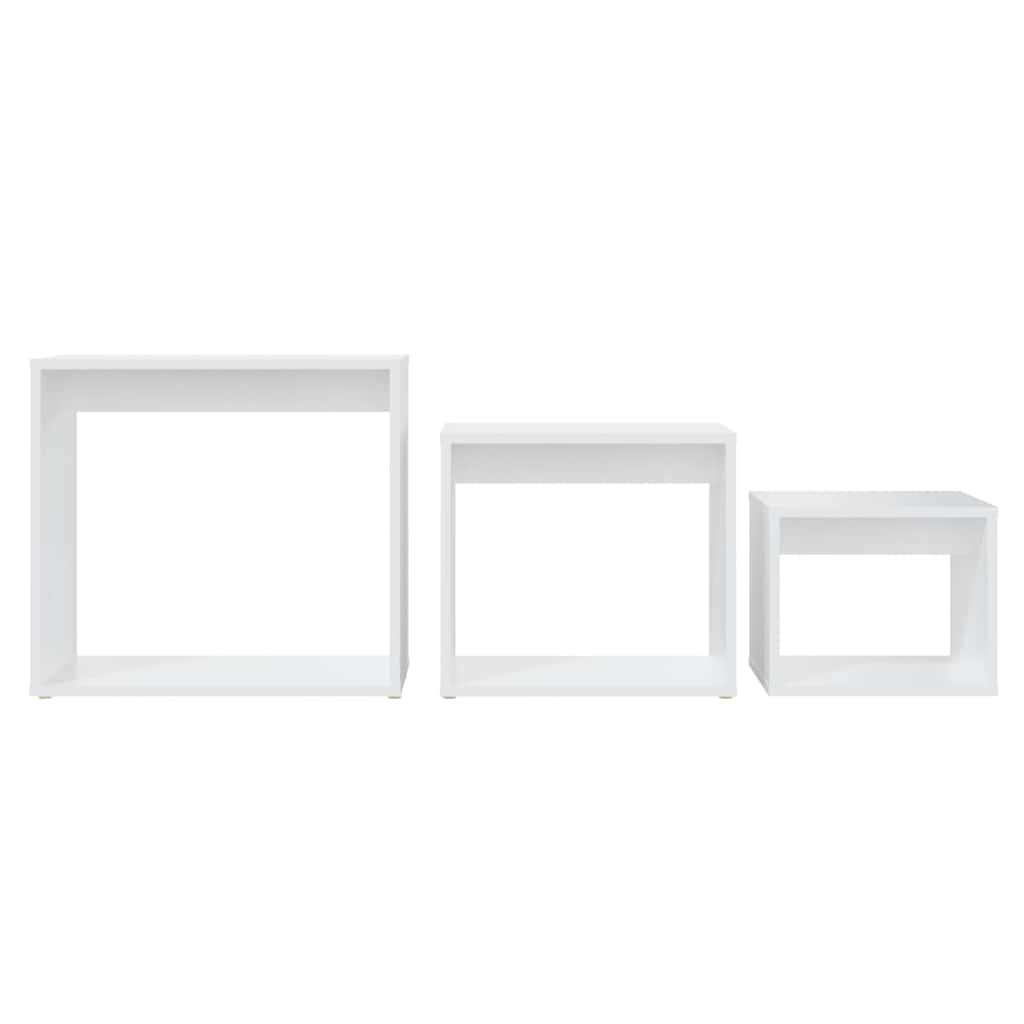 vidaXL Nesting Table | Set of 3 | White | Engineered wood | Small | Stackable 6
