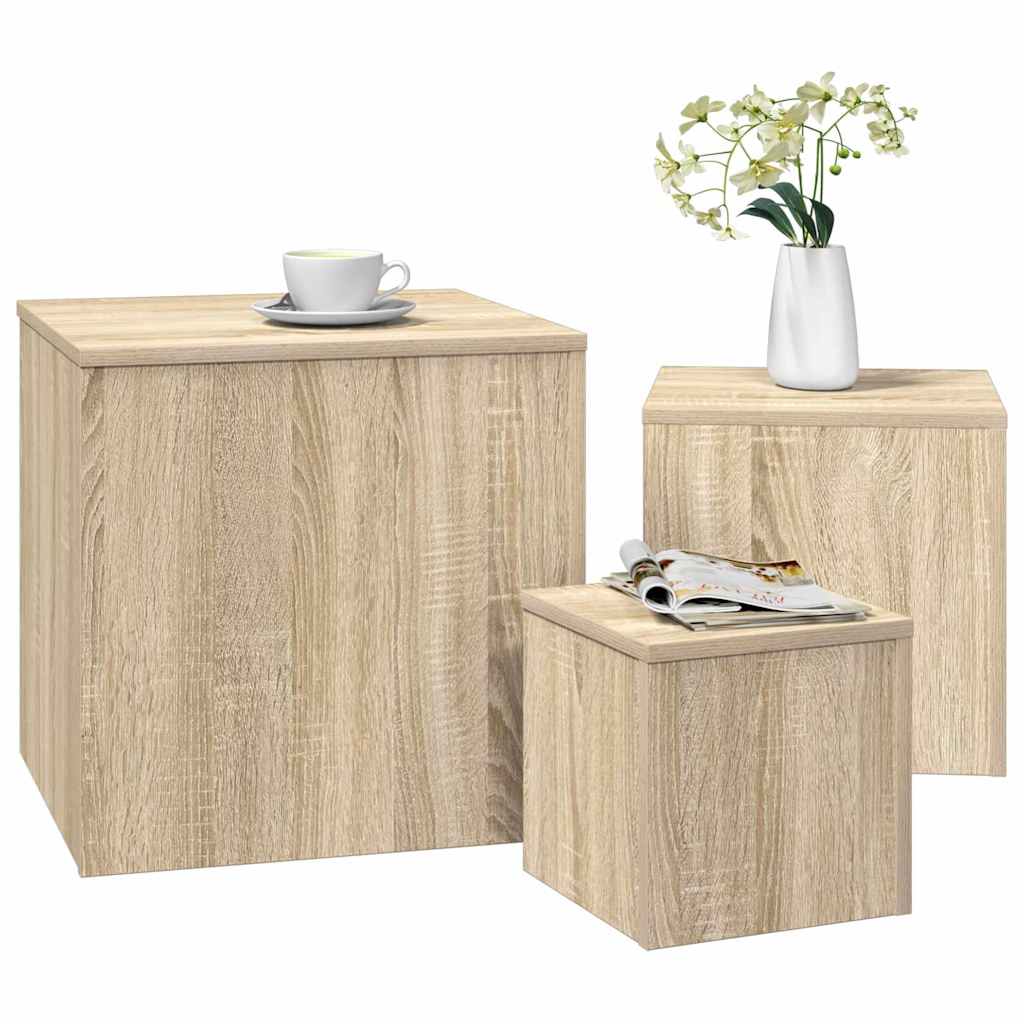 vidaXL Side Table | Set of 3 | Sonoma Oak | Engineered Wood 3