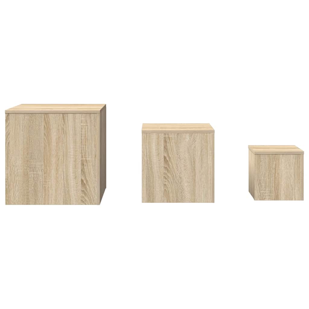 vidaXL Side Table | Set of 3 | Sonoma Oak | Engineered Wood 4